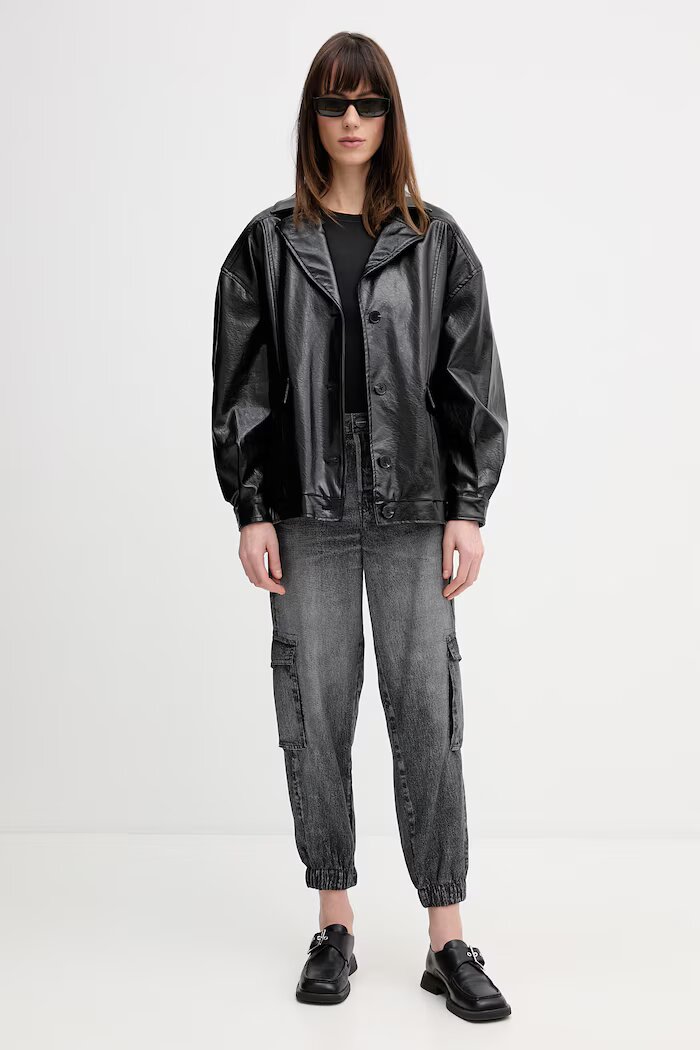 AllSaints Панталон SELMA в черно с висока талия W020TE