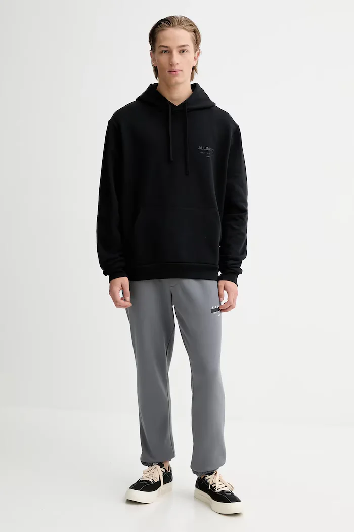 AllSaints панталони от памук мъжки в сиво с десен M035TB
