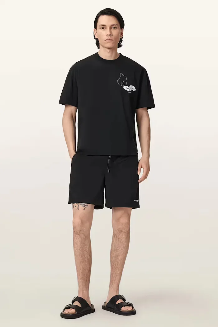 AllSaints плувни шорти мъжки MIKRO черни M011WE