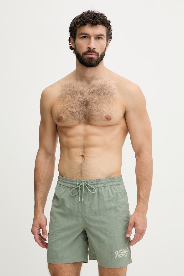 AllSaints плувни шорти мъжки ODYSSEY зелени M002WE