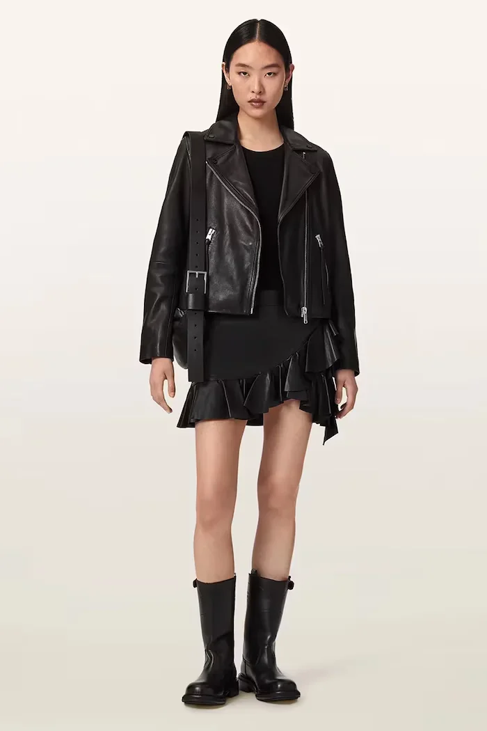 AllSaints пола от кожа LUANA LEA черна W018RF