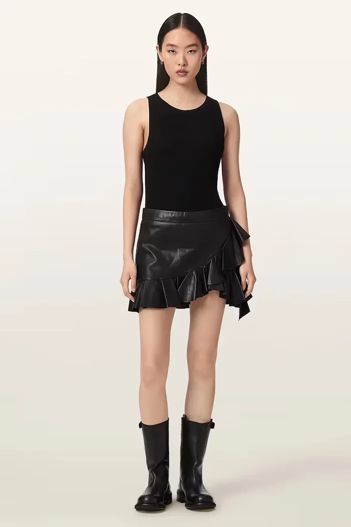 AllSaints пола от кожа LUANA LEA черна W018RF