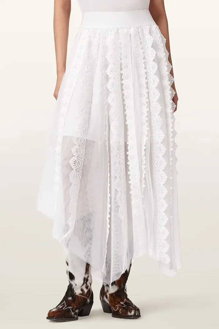 AllSaints Пола VASHTIE в бяло среднодълга разкроена W034RE
