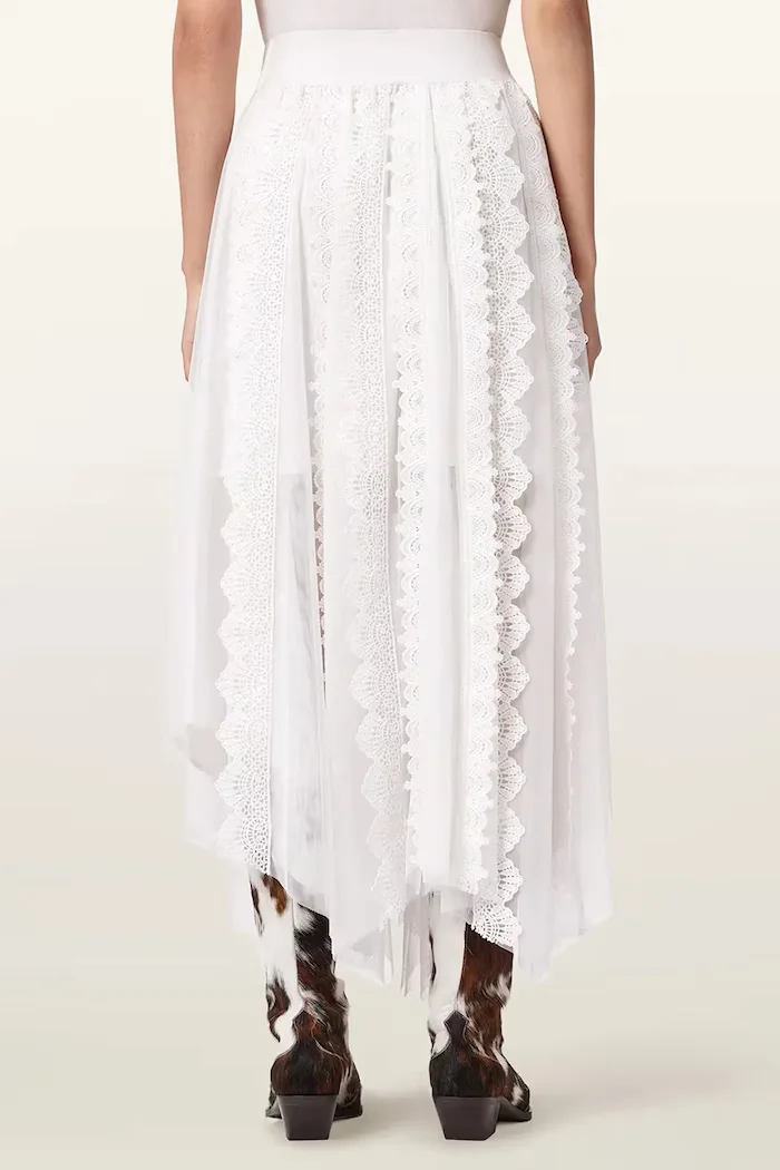 AllSaints Пола VASHTIE в бяло среднодълга разкроена W034RE