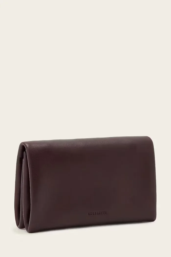 AllSaints портфейл дамски от кожа HARLUNA бордо W205XD