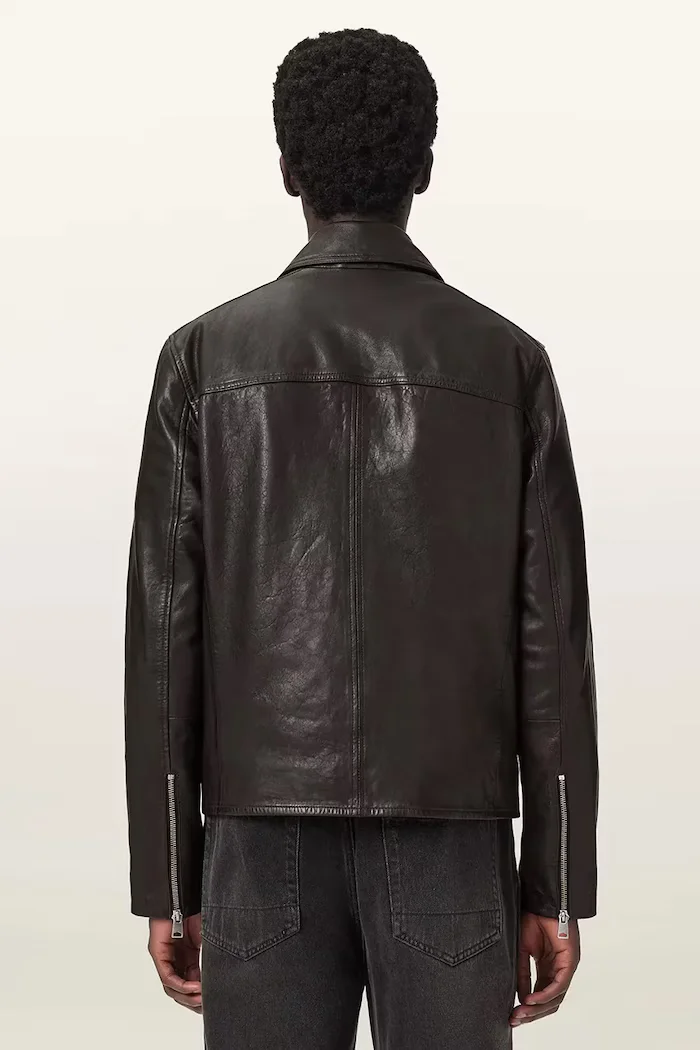 AllSaints преходно яке мъжко от кожа TUNE кафяво M042LE