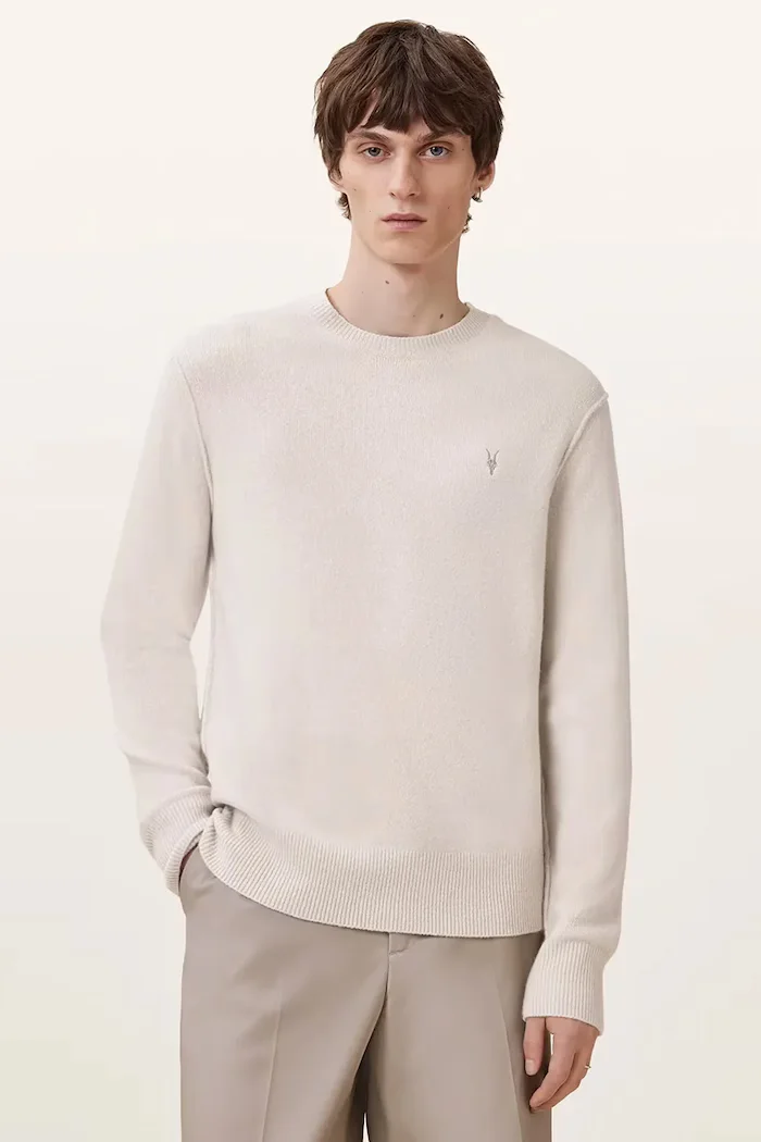 AllSaints пуловер мъжки с добавена вълна бежов M039KA