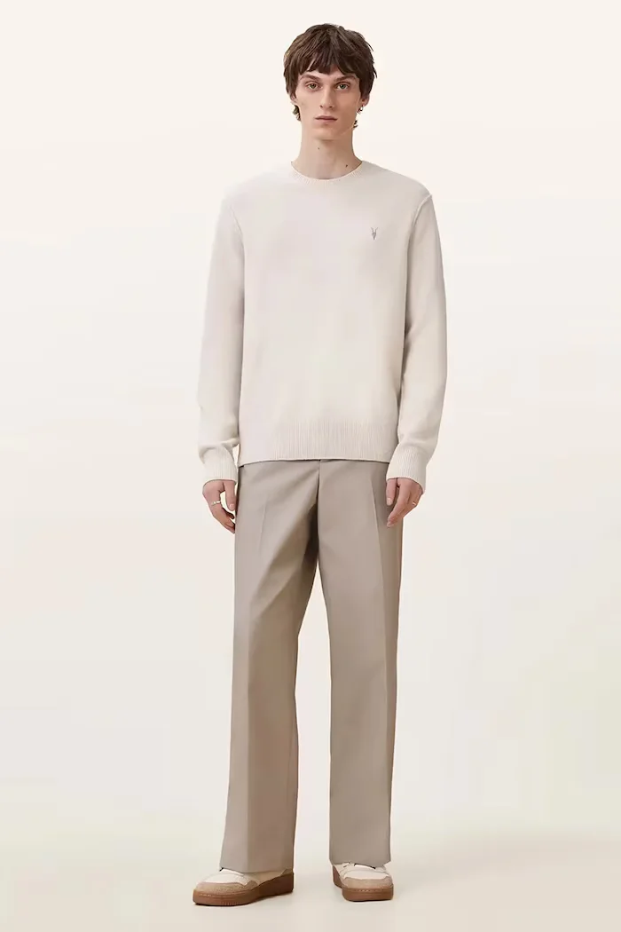 AllSaints пуловер мъжки с добавена вълна бежов M039KA