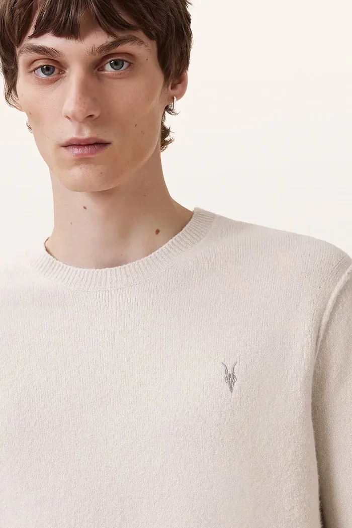 AllSaints пуловер мъжки с добавена вълна бежов M039KA