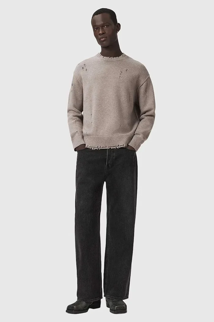 AllSaints пуловер мъжки с вълна WOLF бежов M017KF