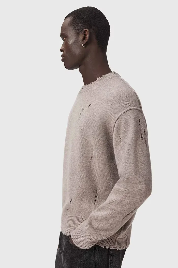 AllSaints пуловер мъжки с вълна WOLF бежов M017KF