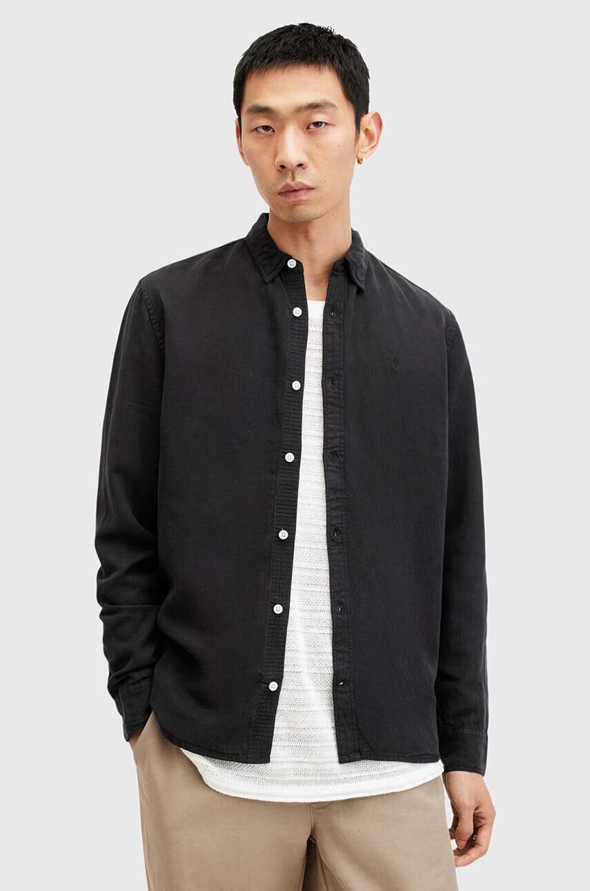 AllSaints Риза с лен LAGUNA LS SHIRT