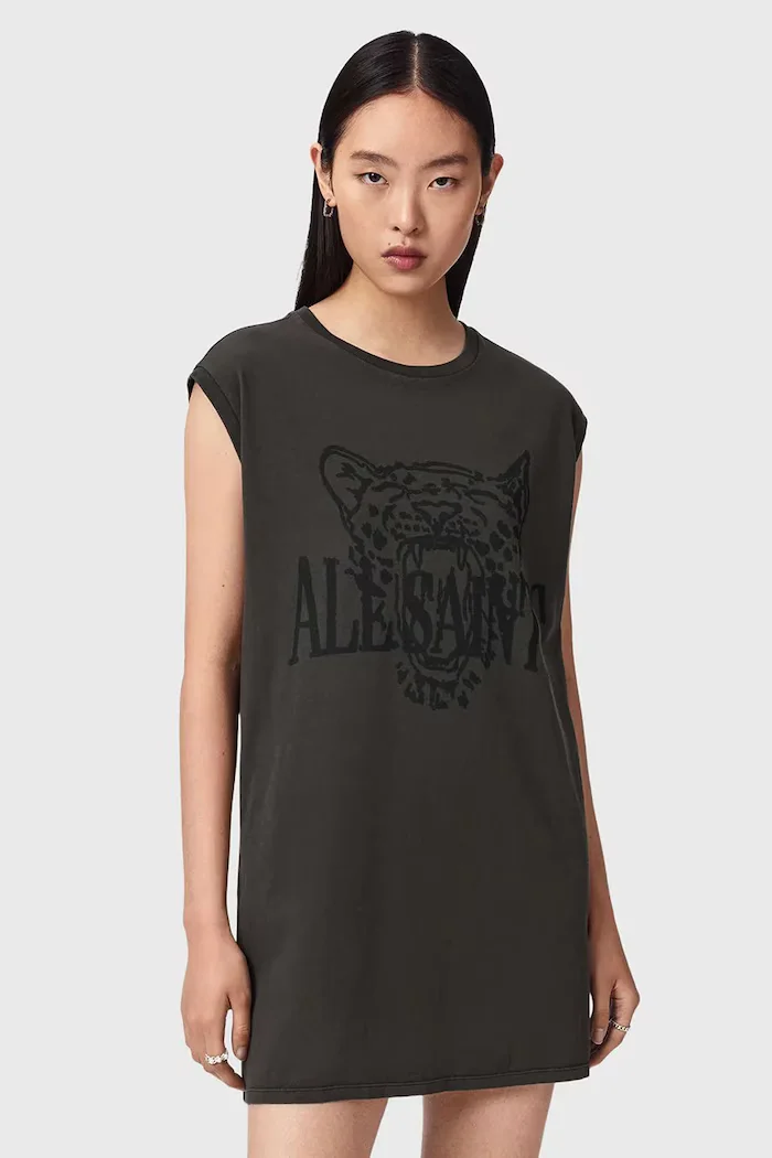 AllSaints рокля от памук WILD сива W196DE