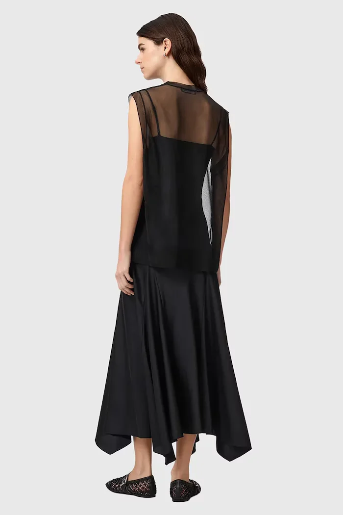 AllSaints рокля тип блуза AVA черна с изчистена шарка W167DE