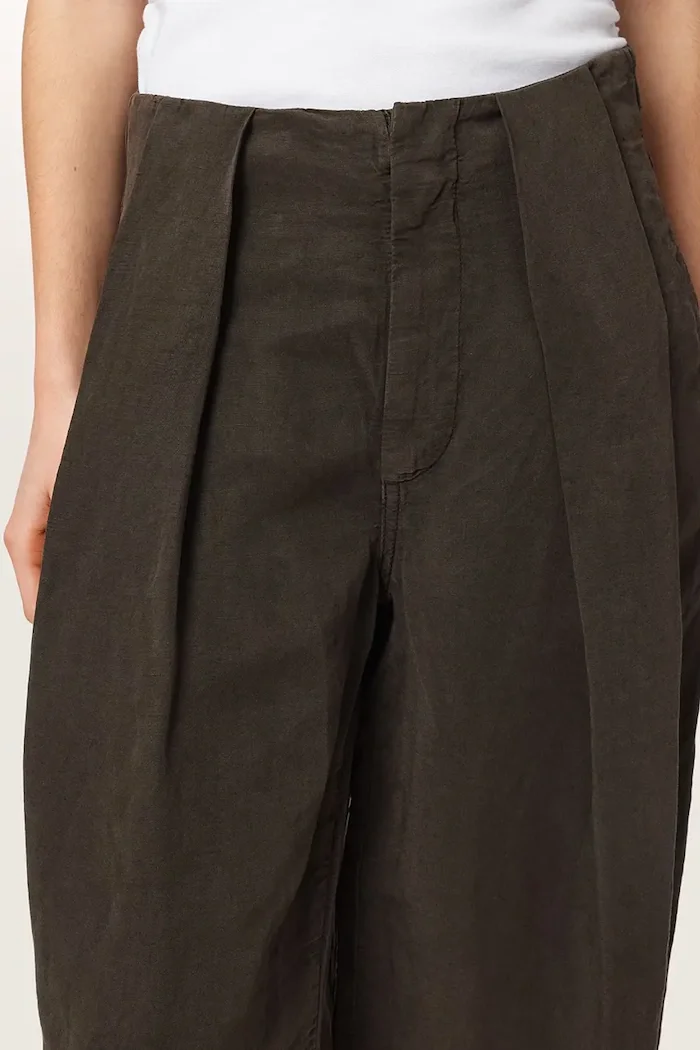 AllSaints широк панталон дамски с добавен лен PHI кафяв W029TF