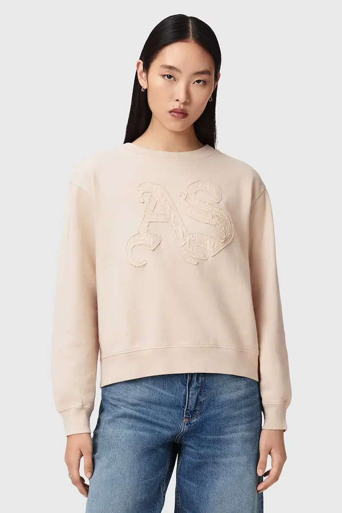 AllSaints суичър дамски от памук INSIGNIA бежов W198JE