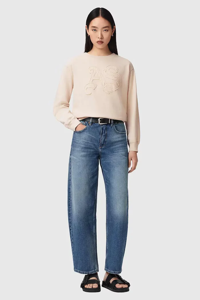AllSaints суичър дамски от памук INSIGNIA бежов W198JE