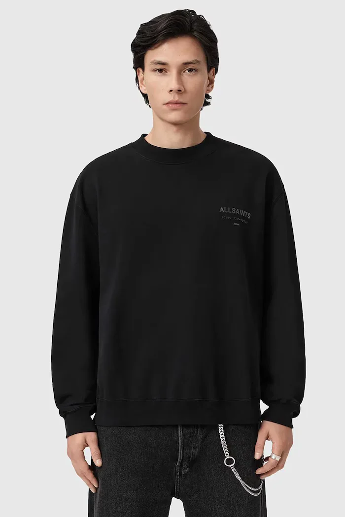 AllSaints суичър мъжки от памук XANDER черен M001NE