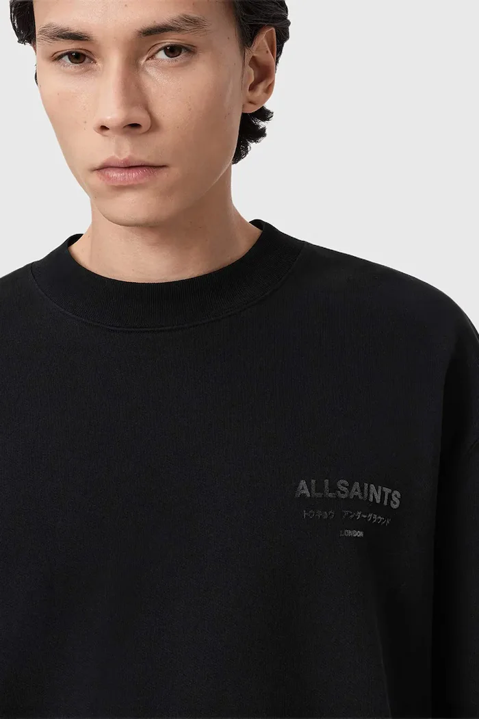 AllSaints суичър мъжки от памук XANDER черен M001NE