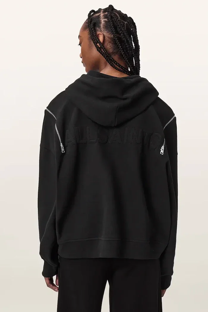 AllSaints суичър с качулка дамски от памук CIARA черен W008JF