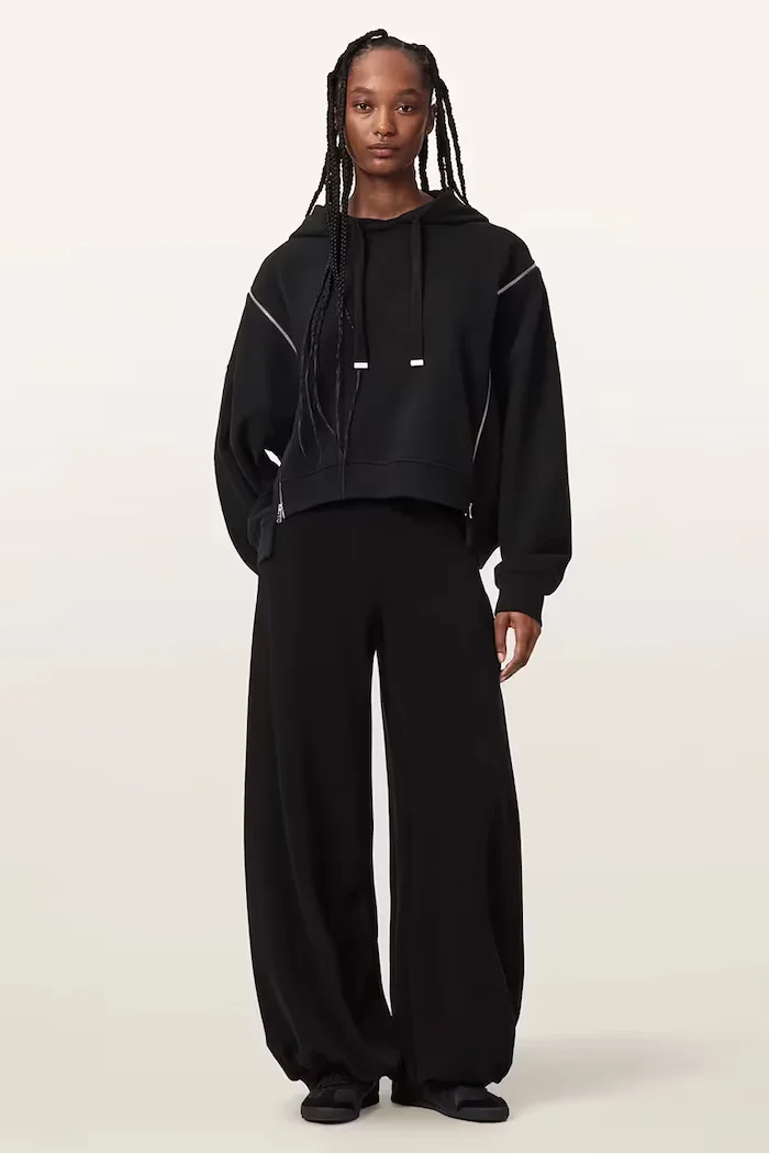 AllSaints суичър с качулка дамски от памук CIARA черен W008JF