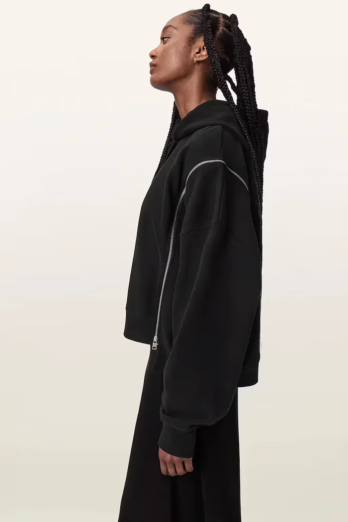 AllSaints суичър с качулка дамски от памук CIARA черен W008JF