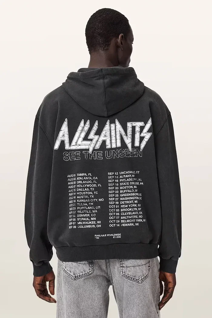 AllSaints суичър с качулка мъжки от памук CHROMIUM черен M001NF