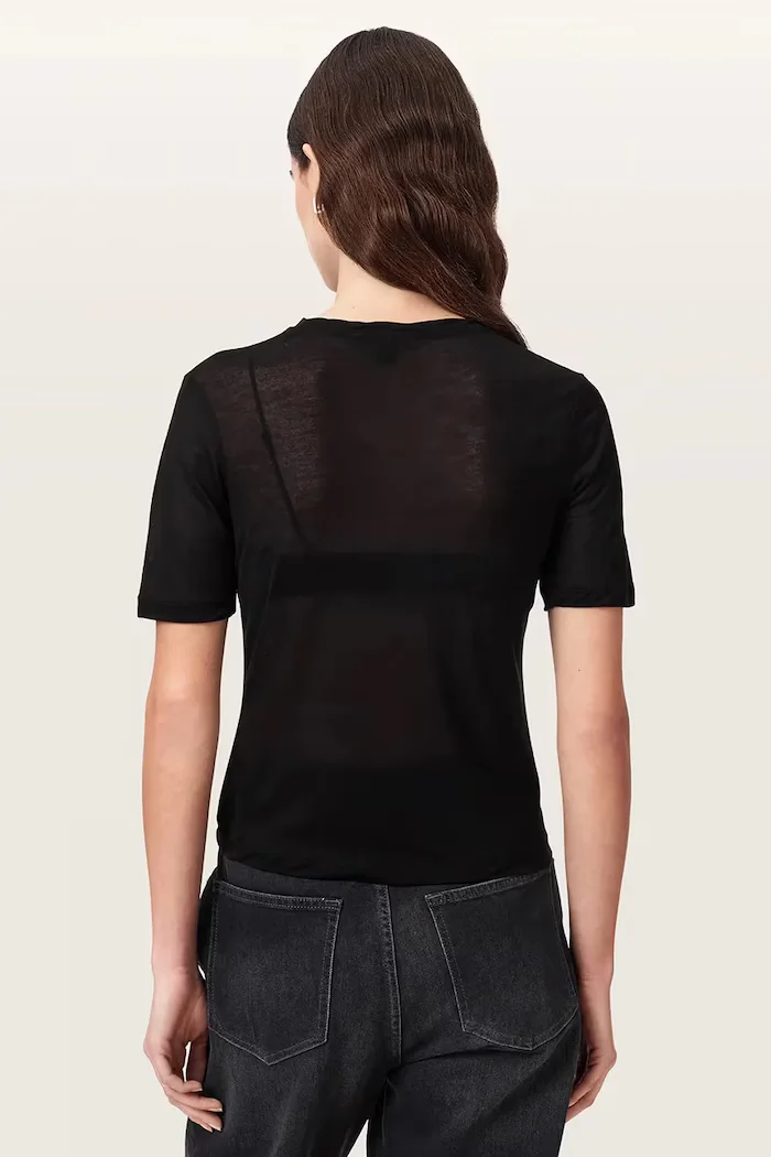 AllSaints тениска дамска от модал ATHEA SHEER TEE черна W031JF