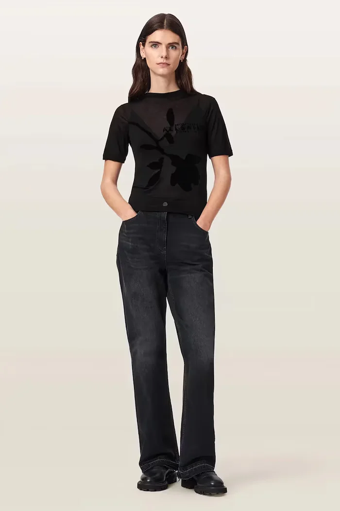 AllSaints тениска дамска от модал ATHEA SHEER TEE черна W031JF