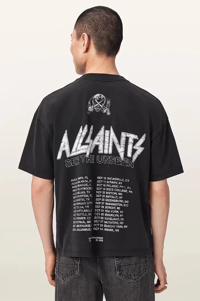 AllSaints тениска мъжка от памук CHROMIUM черна M001PF
