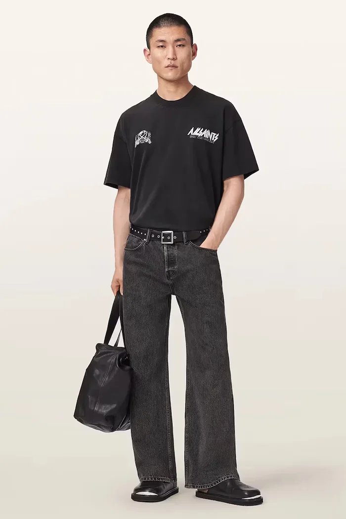 AllSaints тениска мъжка от памук CHROMIUM черна M001PF