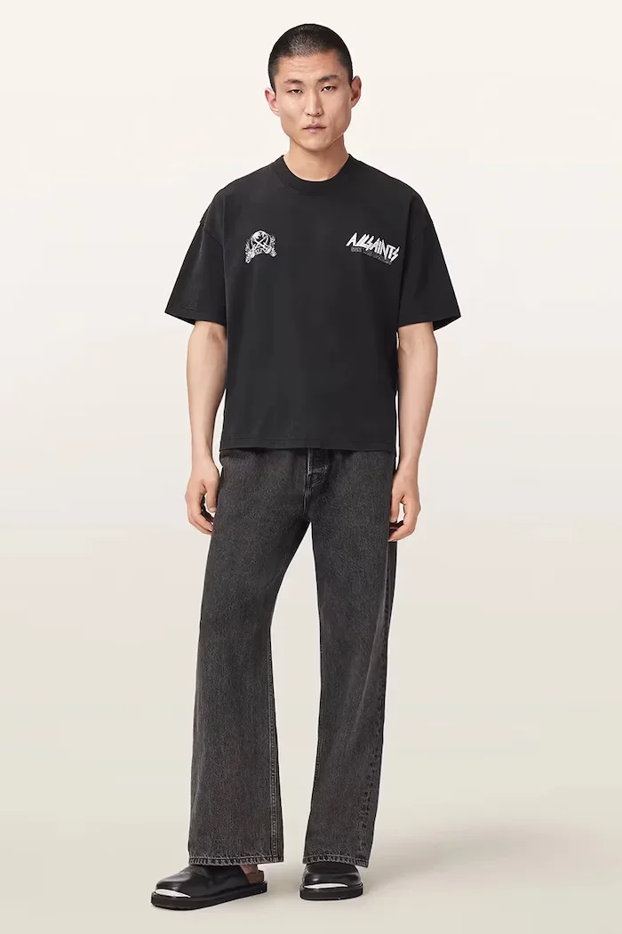AllSaints тениска мъжка от памук CHROMIUM черна M001PF