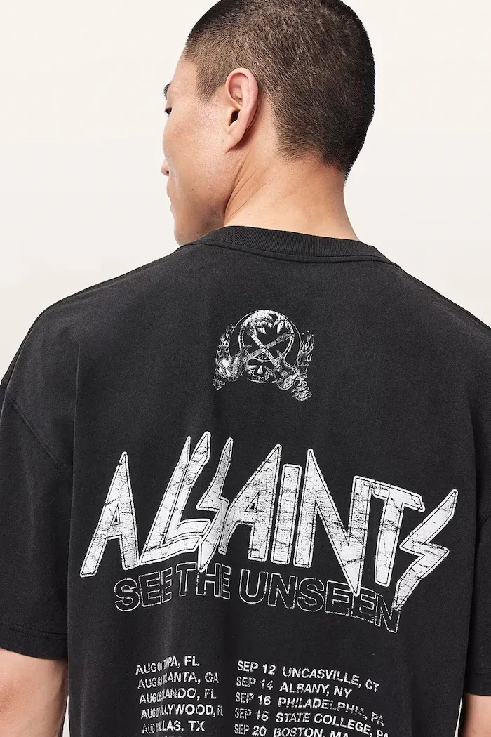 AllSaints тениска мъжка от памук CHROMIUM черна M001PF