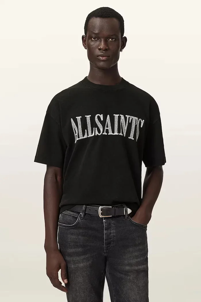 AllSaints тениска мъжка от памук DASH черна M093PE