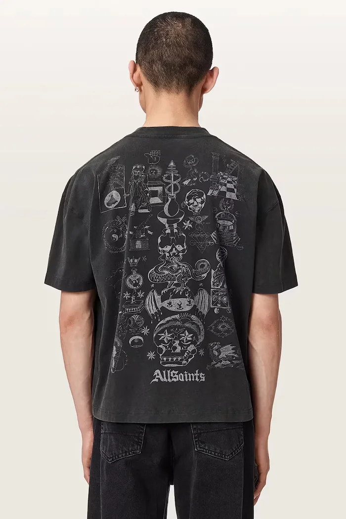 AllSaints тениска мъжка от памук IGNIS черна M026PF