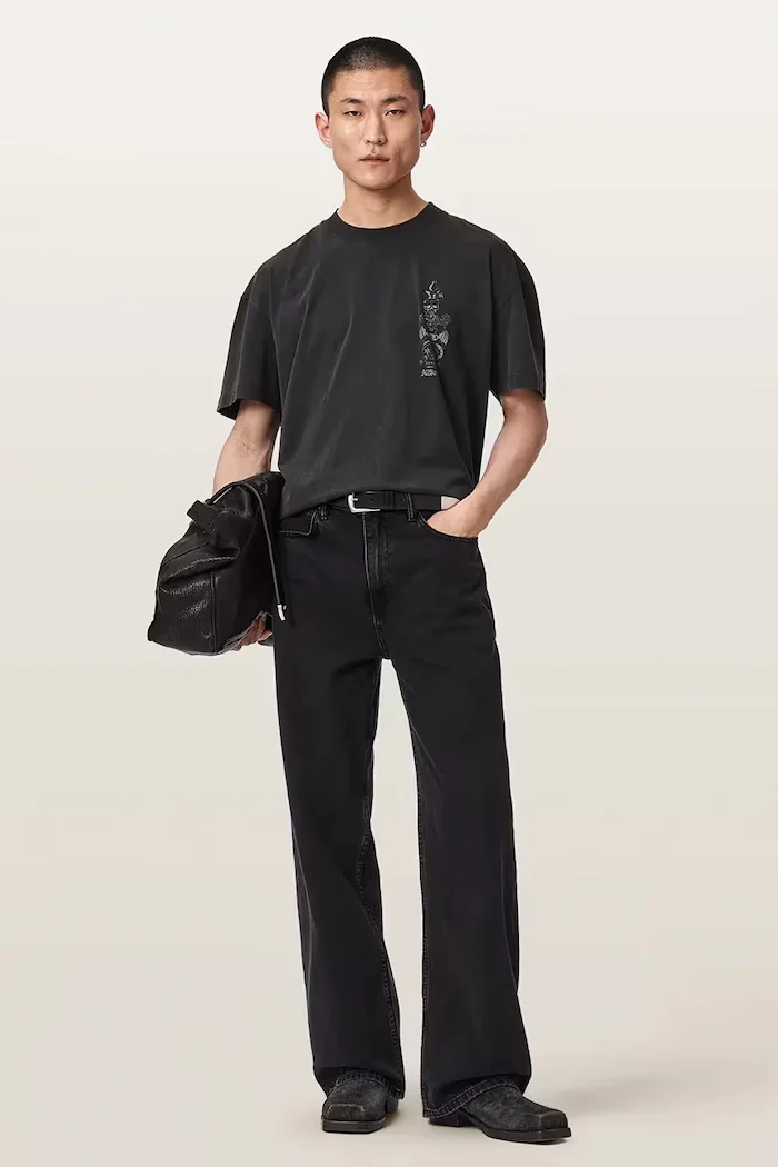 AllSaints тениска мъжка от памук IGNIS черна M026PF