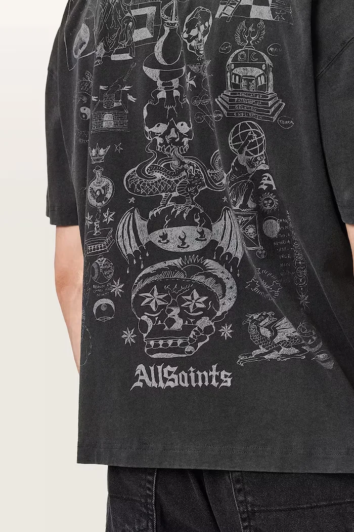 AllSaints тениска мъжка от памук IGNIS черна M026PF