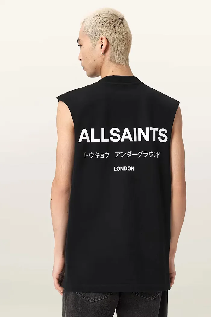 AllSaints тениска мъжка от памук UNDERGROUND черна M038PC