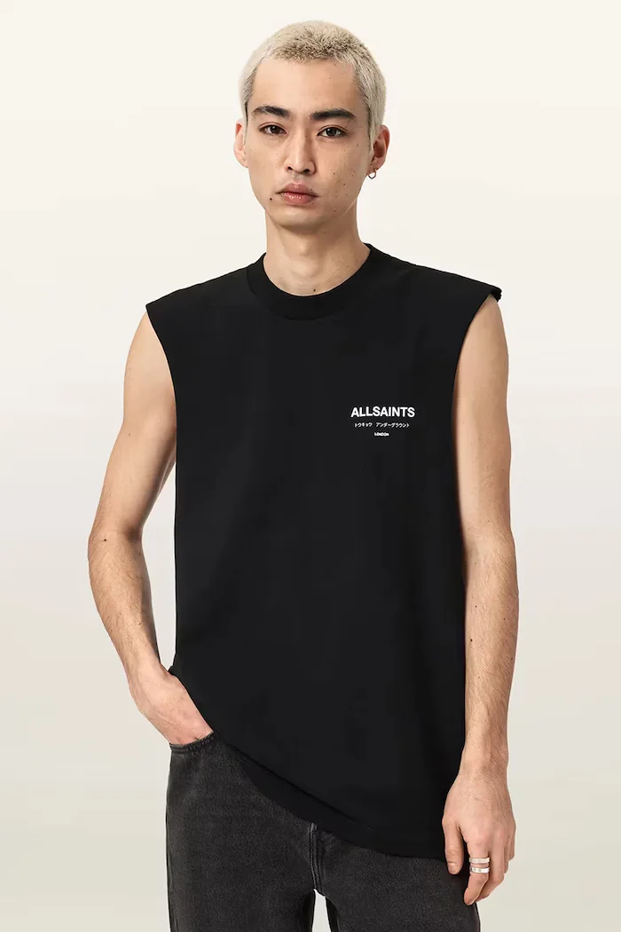 AllSaints тениска мъжка от памук UNDERGROUND черна M038PC