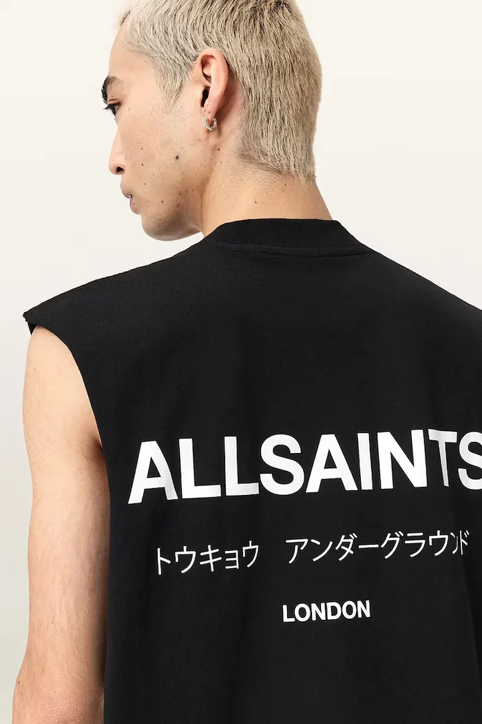 AllSaints тениска мъжка от памук UNDERGROUND черна M038PC