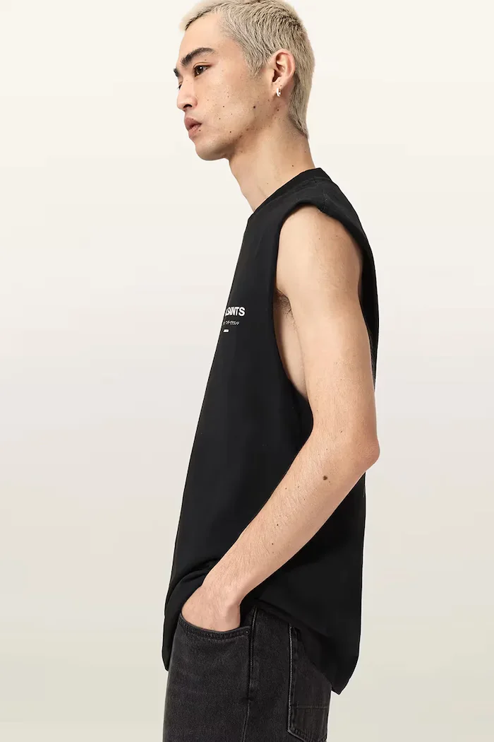 AllSaints тениска мъжка от памук UNDERGROUND черна M038PC