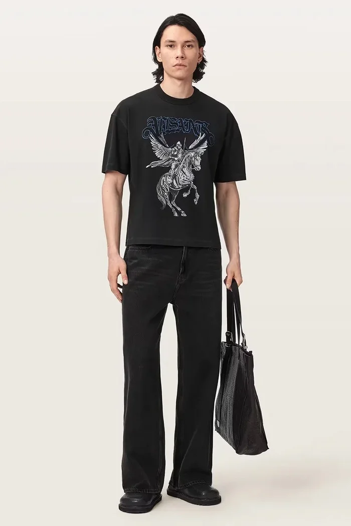 AllSaints тениска мъжка от памук VANGUARD черна M010PF