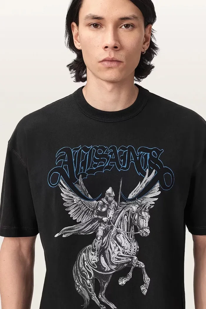 AllSaints тениска мъжка от памук VANGUARD черна M010PF