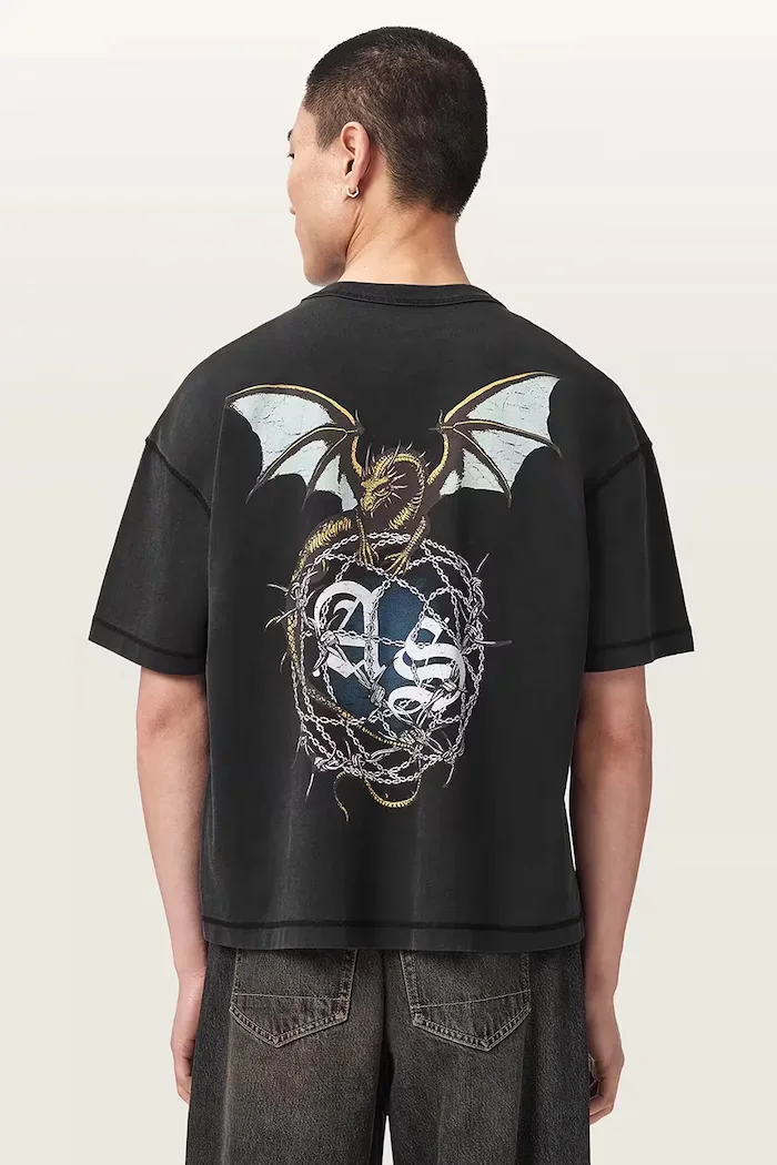 AllSaints тениска мъжка от памук WYVERN черна M007PF