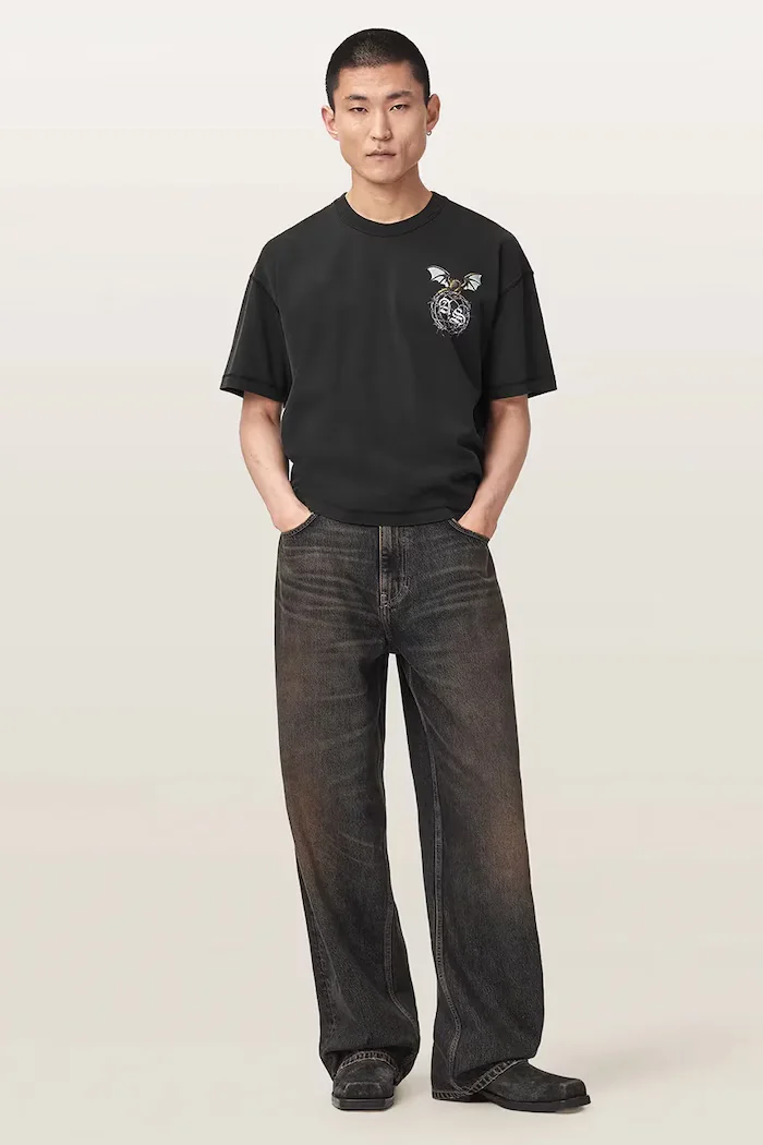 AllSaints тениска мъжка от памук WYVERN черна M007PF