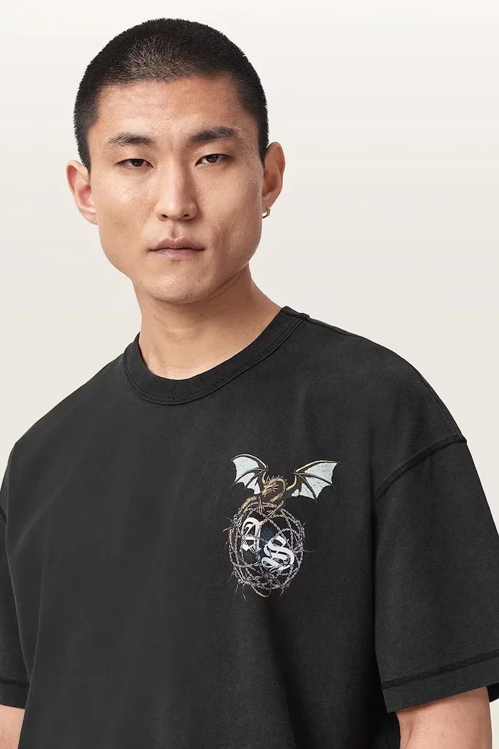AllSaints тениска мъжка от памук WYVERN черна M007PF