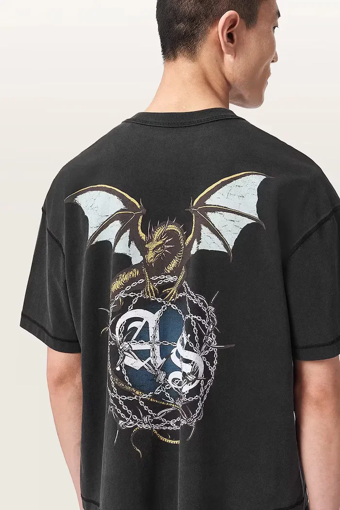 AllSaints тениска мъжка от памук WYVERN черна M007PF