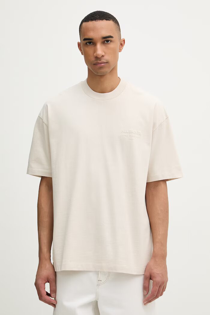 AllSaints тениска мъжка памучна XANDER бежова M030JC