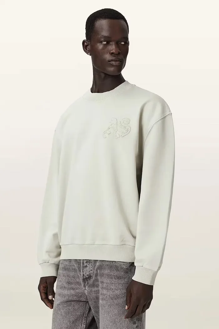 AllSaints уголемен суичър мъжки от памук INSIGNIA зелен M029NE
