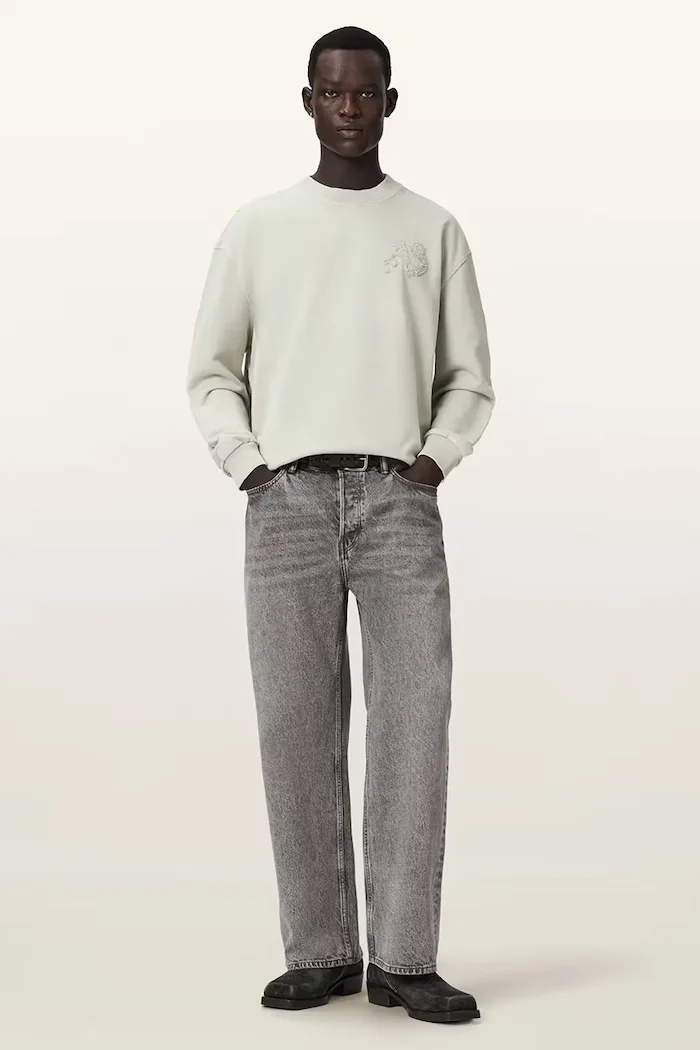 AllSaints уголемен суичър мъжки от памук INSIGNIA зелен M029NE